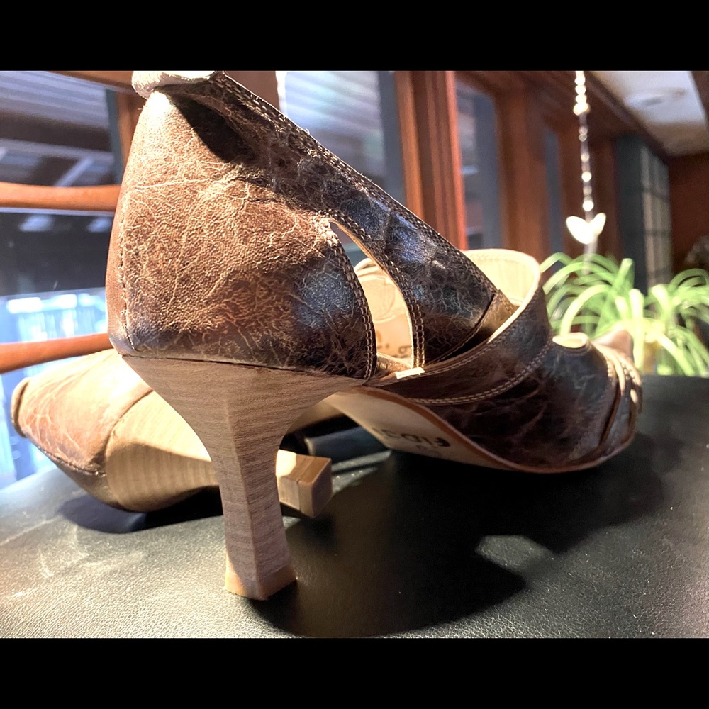 European Bronzed Leather Pumps